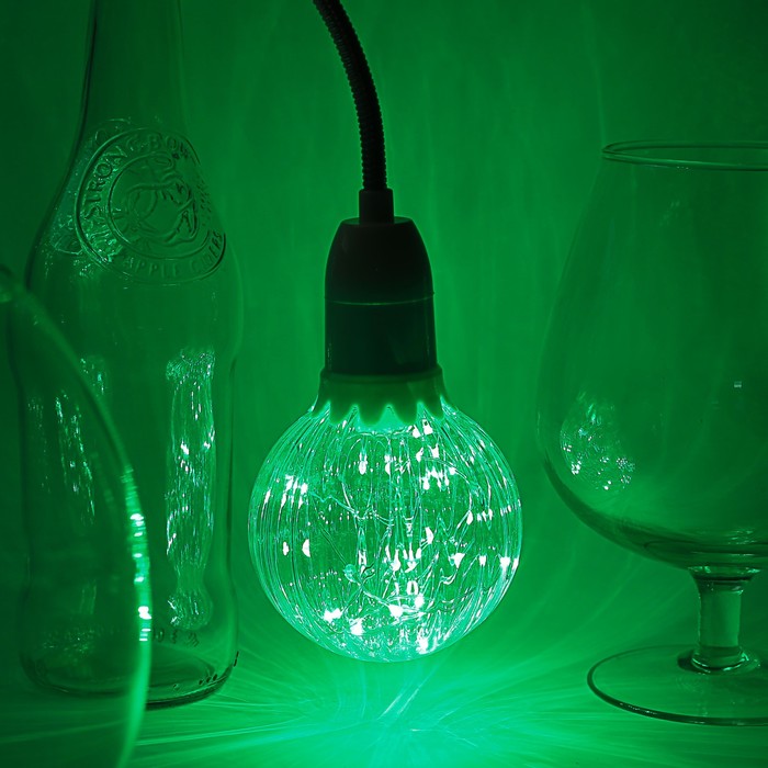 Лампа светодиодная декоративная "Шар", G80, 3 Вт, E27, 105х80, зеленый 