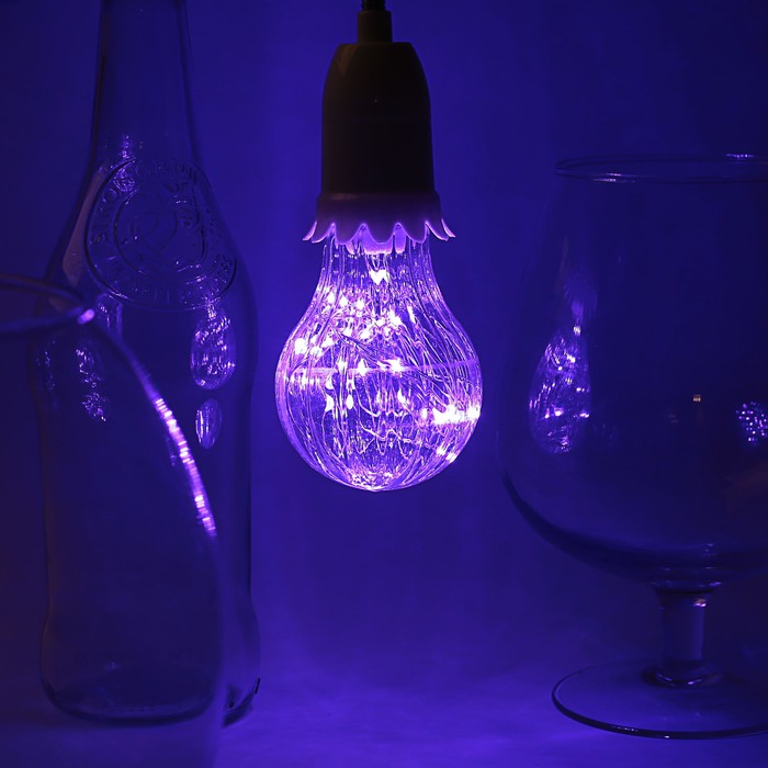 Лампа светодиодная декоративная "Груша", A60, 3 Вт, E27, 105х60 мм, фиолетовый 