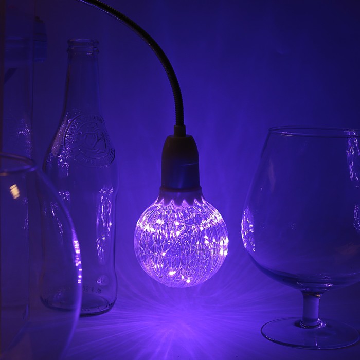 Лампа светодиодная декоративная "Шар", G80, 3 Вт, E27, 105х80 мм, фиолетовый 
