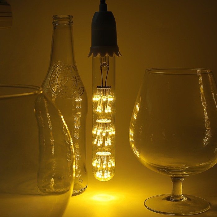 Лампа светодиодная декоративная "Колба", T185, 3 Вт, E27, 185х30, теплый белый 