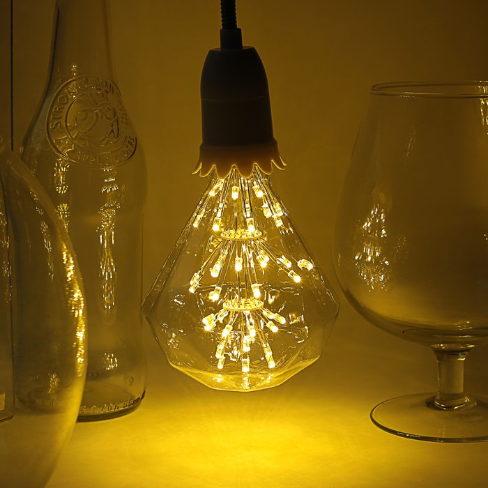 Лампа светодиодная декоративная "Алмаз", G95, 3 Вт, E27, 135х95, теплый белый 