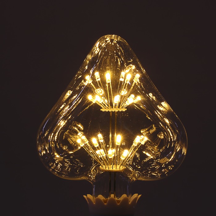 Лампа светодиодная декоративная "Сердце", G90, 3 Вт, E27, 140х90, теплый белый 