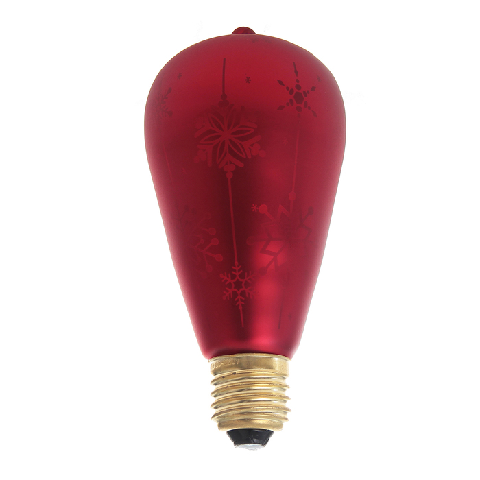 Лампа светодиодная декоративная «Снежинки», ST64, красная, 1,6 Вт, 220 В, тёпло-белый свет 
