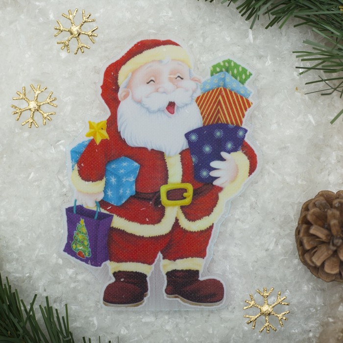 Световая картинка на присоске "Дед Мороз с подарками"(батарейки в комплекте), 1 LED, RGB 