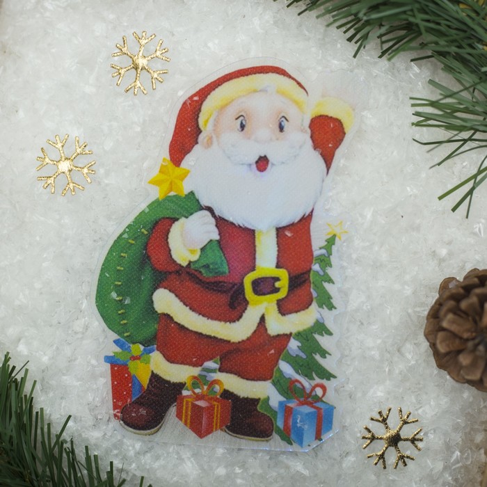 Световая картинка на магните "Дед Мороз приветствует!"(батарейки в комплекте), 1 LED, RGB 