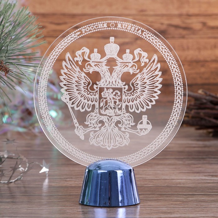 Подставка световая "Герб России", 13.5х11 см, 1 LED, батарейки в комплекте, RGB микс 