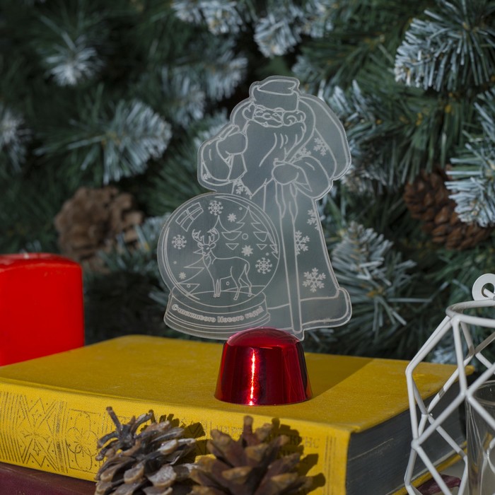 Подставка световая "Дед Мороз, Олень в шаре", 14.5х9 см, 1 LED, RGB микс 