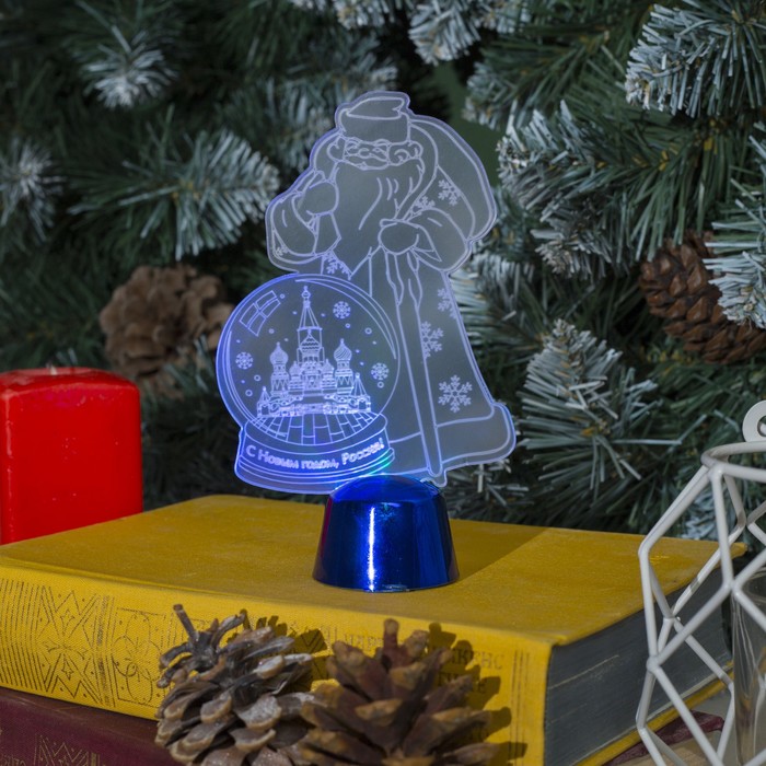 Подставка световая "Дед Мороз, Москва", 14.5х9 см, 1 LED, батарейки в комплекте, RGB микс 