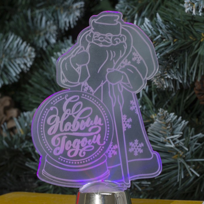 Подставка световая "Дед Мороз, С Новым годом", 14.5х9 см, 1 LED, RGB микс 