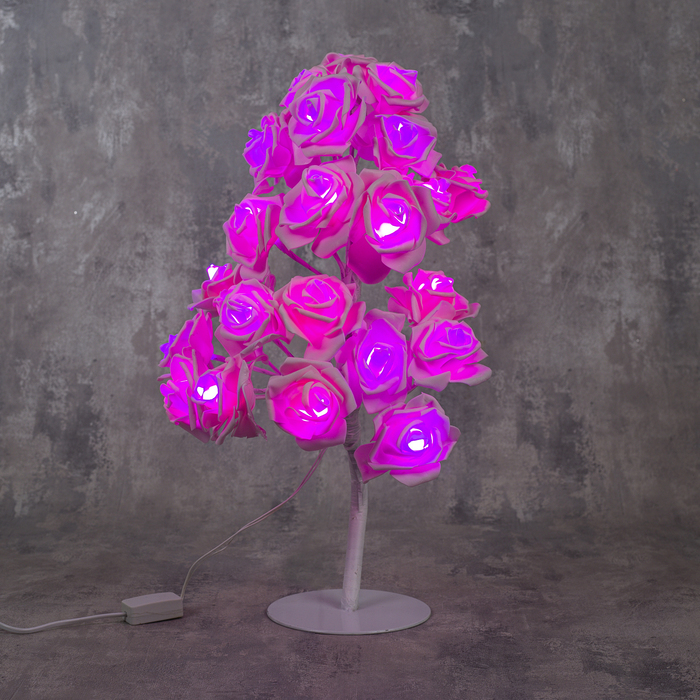Светодиодный куст 0.45 м, "Розы розовые", 24 LED, 220V, РОЗОВЫЙ 