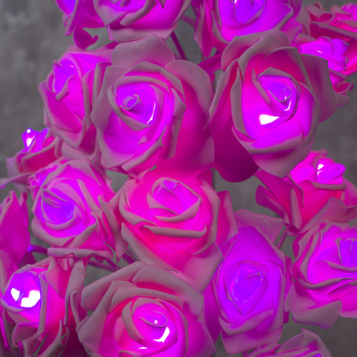 Светодиодный куст 0.45 м, "Розы розовые", 24 LED, 220V, РОЗОВЫЙ 