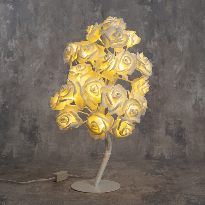 Светодиодный куст 0.45 м, "Розы белые", 24 LED, 220V, Т/БЕЛЫЙ 