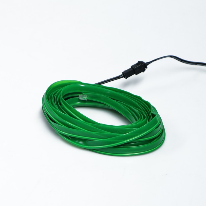 Неоновая нить для подсветки салона, плоская, 12 В, 2 м, с адаптером питания, зеленый 