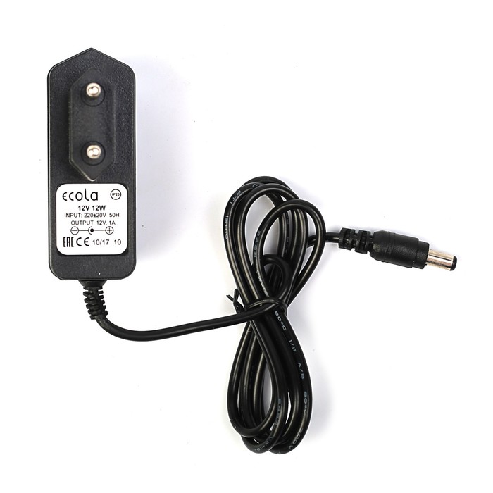Адаптер питания Ecola LED strip Power Adapter, для светодиодной ленты, 12 Вт, 220-12В, вилка 