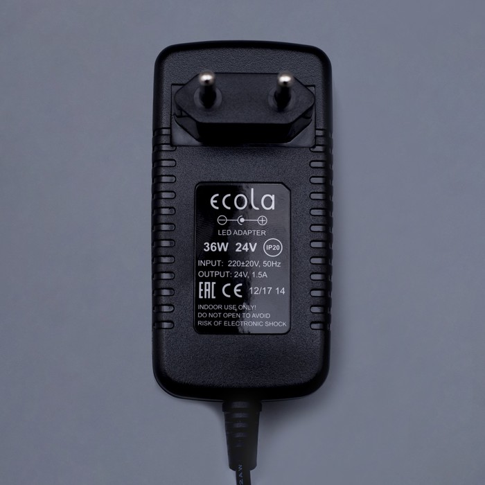 Адаптер питания Ecola, для светодиодной ленты, 36 Вт, 220-24 В, на вилке 