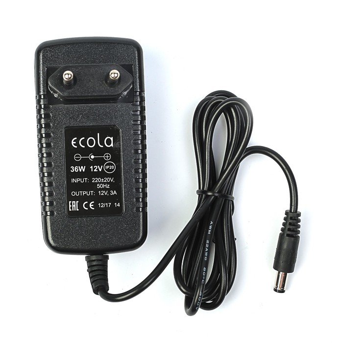 Адаптер питания для светодиодной ленты Ecola LED strip Power Adapter, 36Вт, 220-12В, вилка 