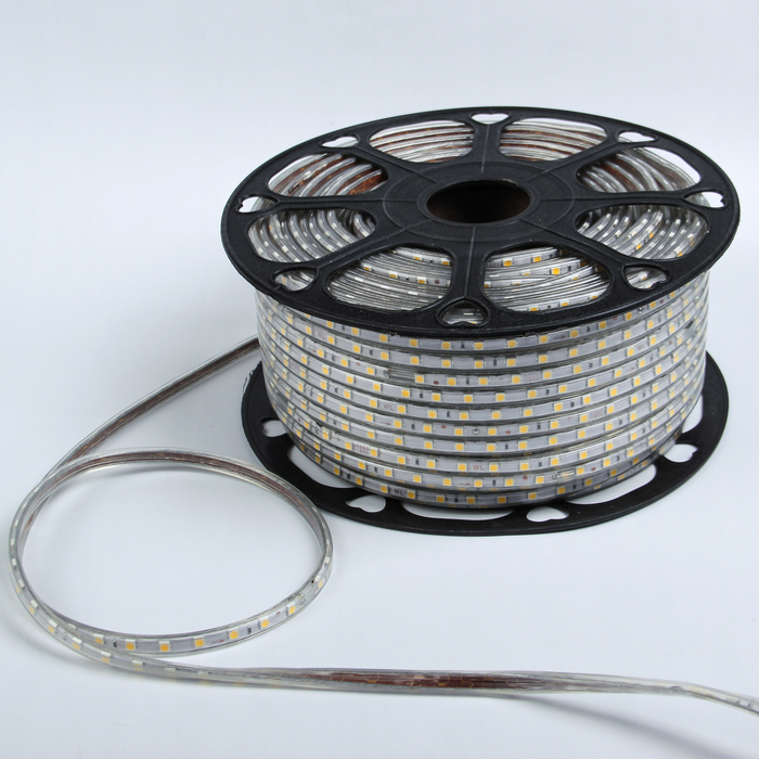 Светодиодная лента 220В,SMD5050, 100 м, IP68, 60 LED, 16-18 Лм/LED, AC, Т. БЕЛЫЙ 
