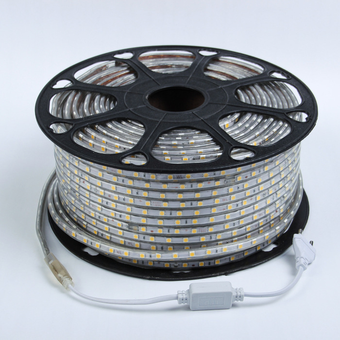 Светодиодная лента 220В,SMD5050, 100 м, IP68, 60 LED, 16-18 Лм/LED, AC, Т. БЕЛЫЙ 