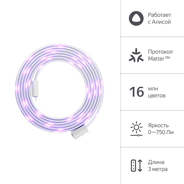 Умная светодиодная лента Яндекс RGB Matter 3m