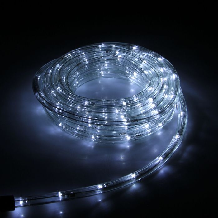 LED шнур 10 мм, круглый, 5 м, чейзинг, 2W-LED/м-24-220V, с контр. 8р, БЕЛЫЙ 