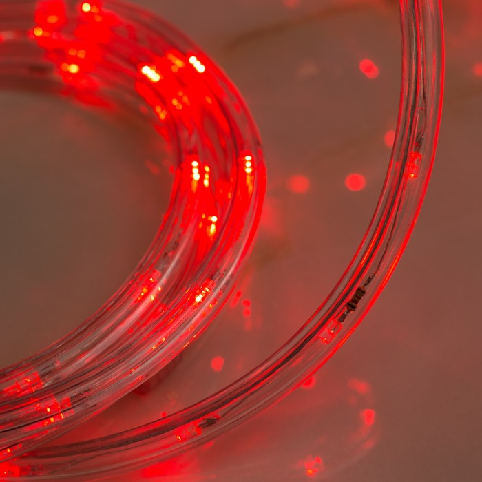 LED шнур 13 мм, круглый, 10 м, чейзинг, 2W-LED/м-24-220V, с контролл. 8р, красный 