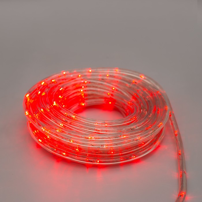 LED шнур 10 мм, круглый, 20 м, чейзинг, 2W-LED/м-24-220V, с контр. 8р, КРАСНЫЙ 