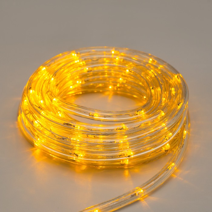 LED шнур 10 мм, круглый, 20 м, чейзинг, 2W-LED/м-24-220V, с контр. 8р, ЖЕЛТЫЙ 