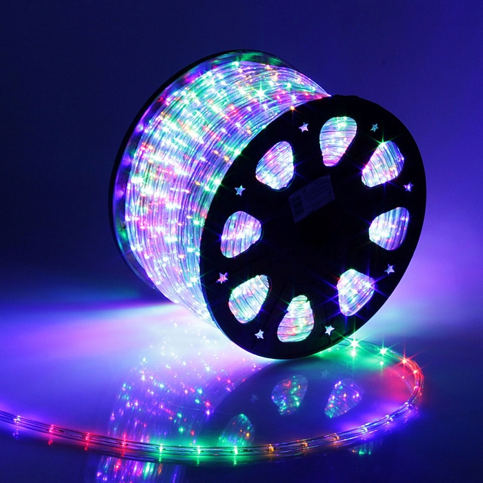 LED шнур 11 мм, круглый, 100 м, фиксинг, 2W-LED/м-24-220V, в компл. набор д/подкл. МУЛЬТИ 