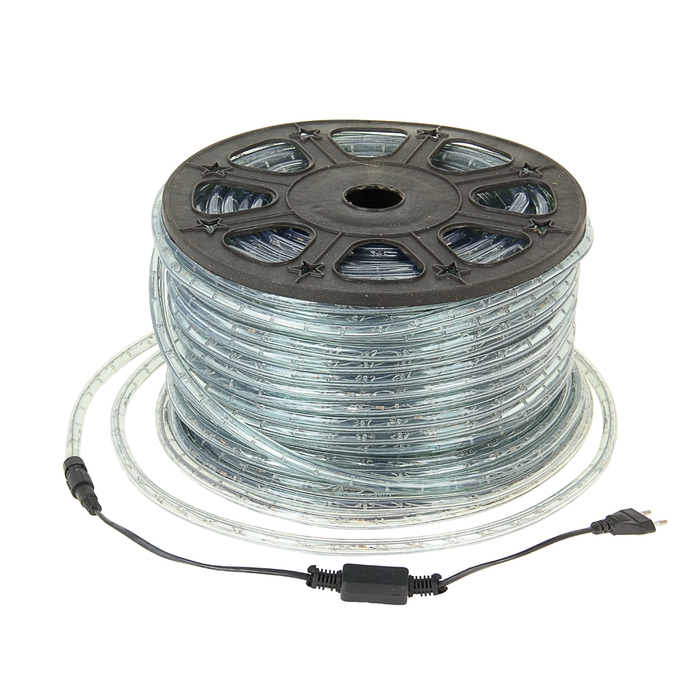 LED шнур 13 мм, круглый, 100 м, чейзинг, 3W-LED/м-36-220V. в компл. набор д/подкл. Синий 