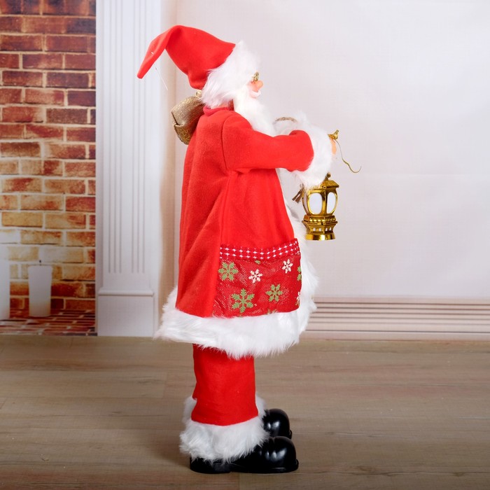 Дед Мороз, в очках, с фонариком, двигается, без музыки, с подсветкой 