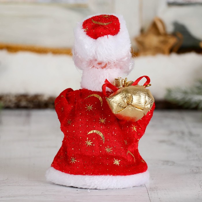 Дед Мороз, в красной шубе, с колокольчиком, с подсветкой, двигается, без музыки 