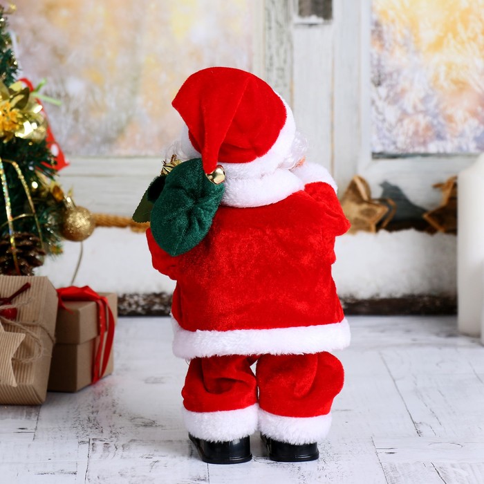 Дед Мороз, в очках, с подарками, английская мелодия 