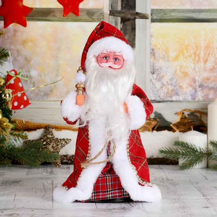 Дед Мороз "С посошком и подарками" двигается, с подсветкой 