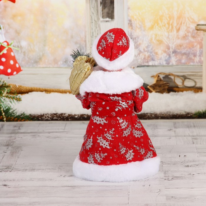 Дед Мороз "В красной шубке с подарками", 30 см, двигается, с подсветкой 