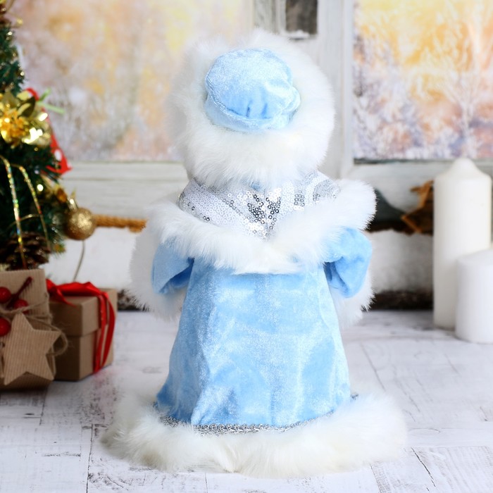 Дед Мороз 30 см "Шик", голубая шубка и свеча, двигается, русская мелодия 