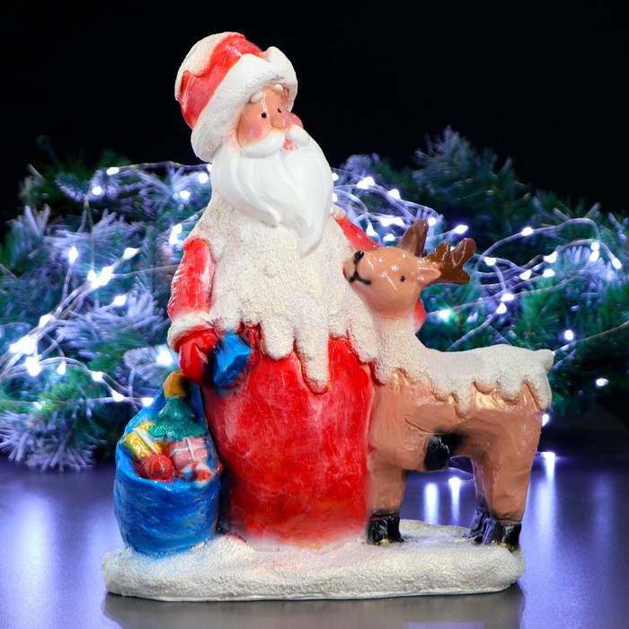 Фигура "Дед Мороз и олененок" 36 см 