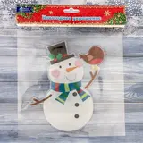 Наклейка на стекло 14*17 см снеговик с птичкой  - фото 2