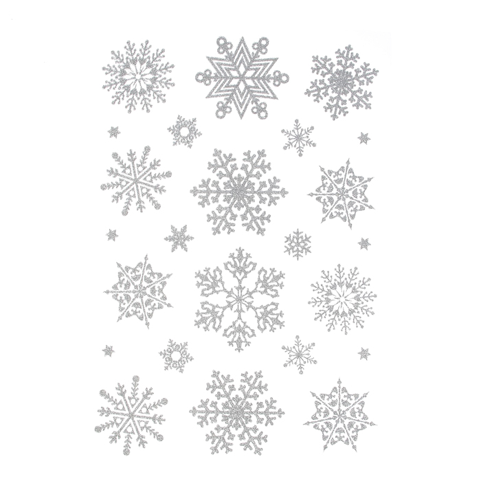 Наклейки Decoretto "Искрящиеся снежинки" 20х35 см 