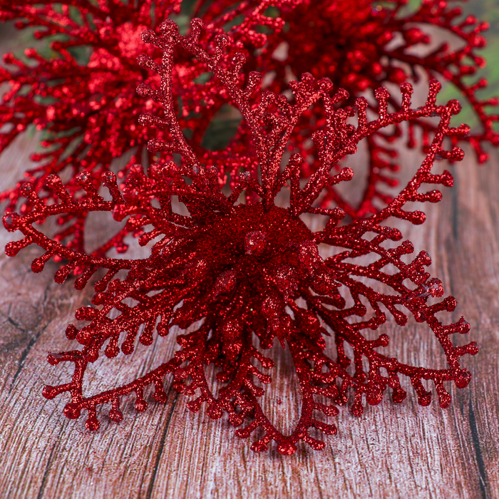 Цветы искусственные блеск "Три лилии" 10,5*60 см, красный 