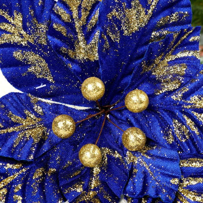 Декор "Зимний цветок" 19*19 см синий с золотом 