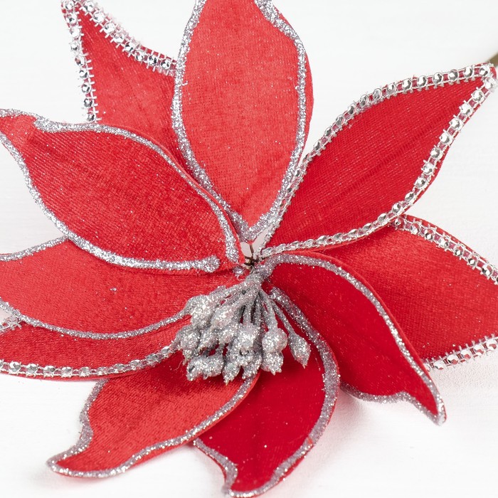 Декор "Зимний цветок" 24*25 см, кант, красный 