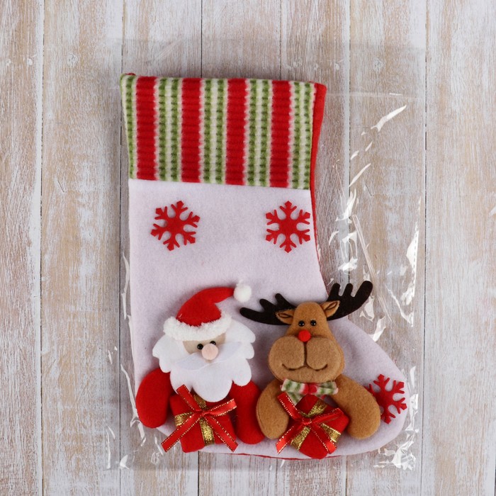 Носок для подарков "Дед Мороз с оленем" 26*18 см 