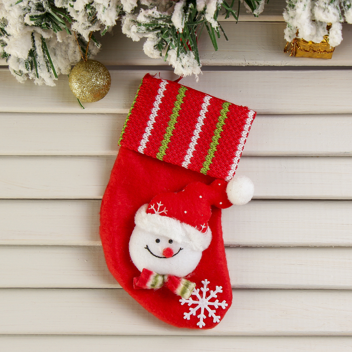 Носок для подарков "Снеговик со снежинкой" 14*10 см 
