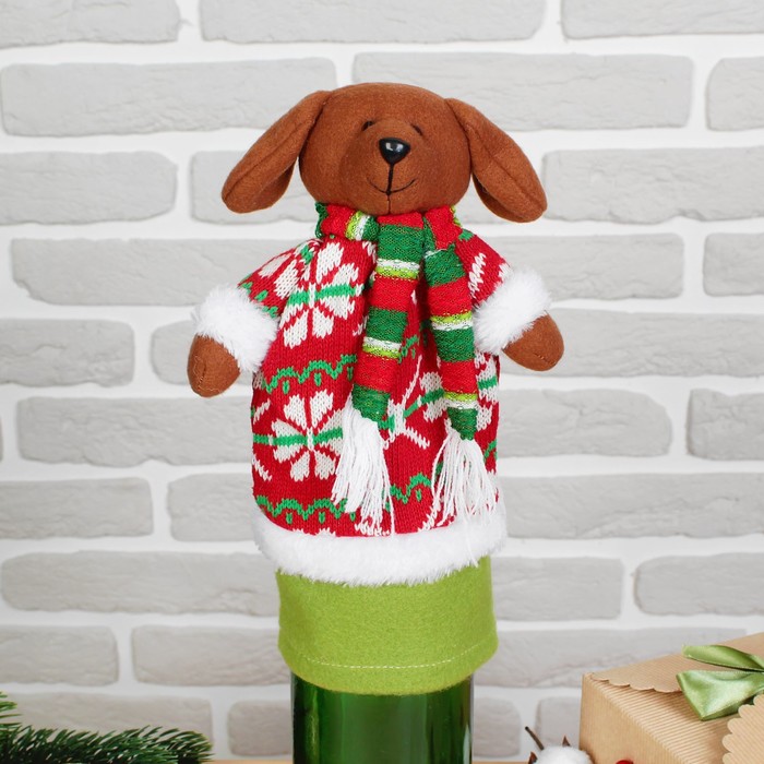 Одежда на бутылку "Собачка" в шарфике, цвета МИКС 