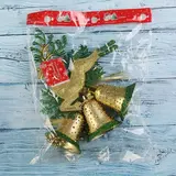 Украшение новогоднее "Колокольчик" олень, зелёная кайма 18*40 см, золото  - фото 2