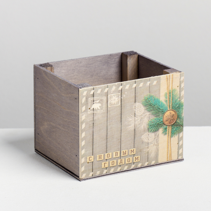 Кашпо деревянное «Почта», без ручки, 12.5 × 10.5 × 9.5 см 