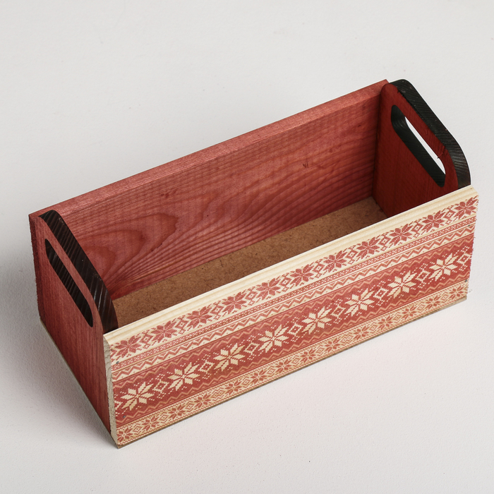 Деревянный ящик с ручками «Красный», 24.5 × 5 × 10 см 