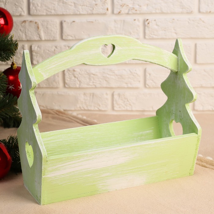 Ящик "Ёлочка", зелёная кисть, 30×15×27 см 