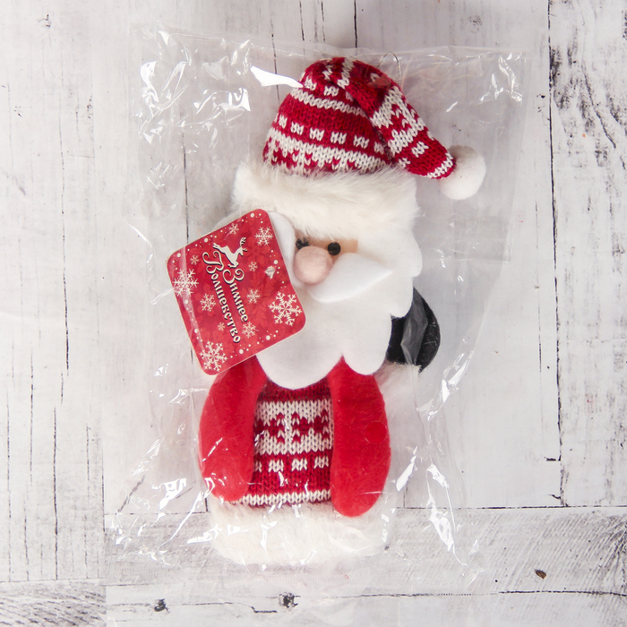 Мягкая игрушка "Дед мороз в свитере" 8*29 см красный 