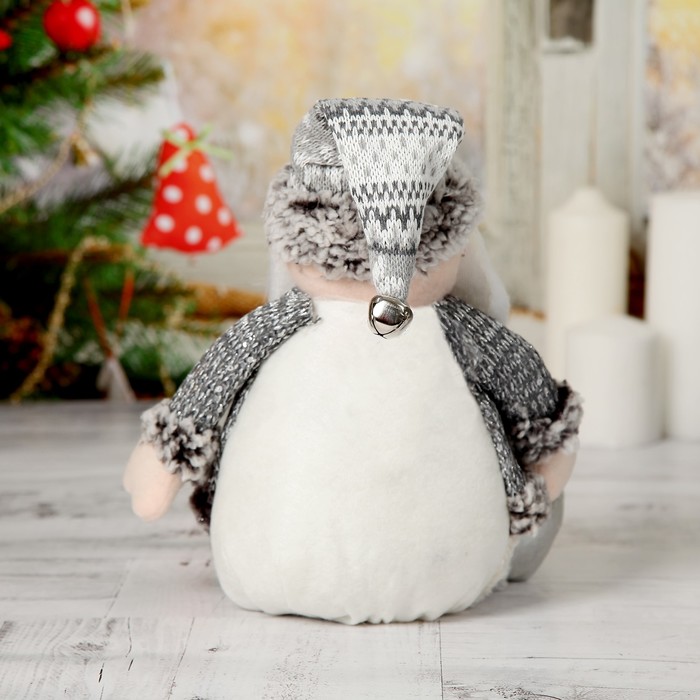 Мягкая игрушка "Дед Мороз с бубенчиком" 14*24 см серый 